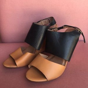 Joie tan and black wedges